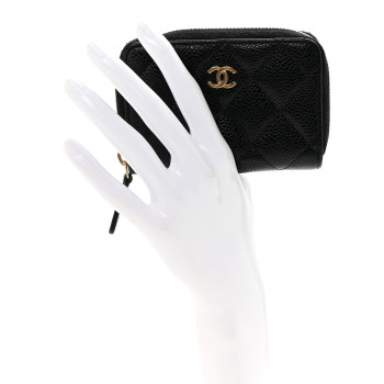 CHANEL Caviar Quilted Zip Coin Purse Black