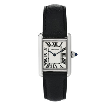 CARTIER Stainless Steel Calfskin 22mm Must de Cartier Tank Quartz Watch