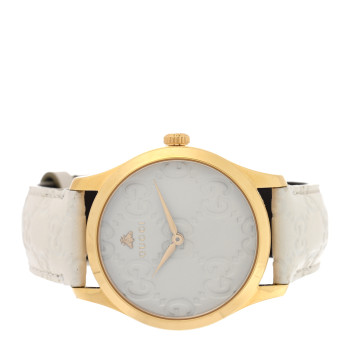 GUCCI Stainless Steel Calfskin 38mm G-Timeless Quartz Watch White