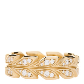 TIFFANY 18K Yellow Gold Diamond Victoria Vine Band Ring 53 6.25