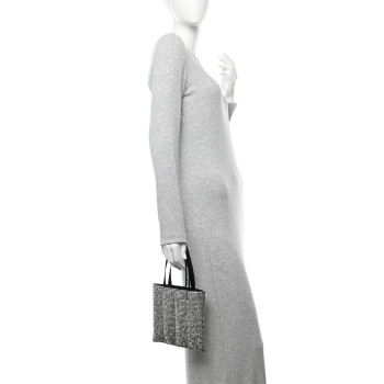 ALEXANDER WANG Mesh Crystal Rhinestone Quilted Heiress Tote Black White