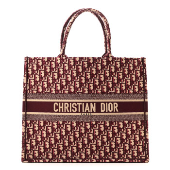 CHRISTIAN DIOR Oblique Large Book Tote Burgundy Multicolor
