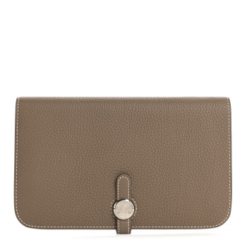 HERMES Togo Dogon Duo Wallet Etoupe