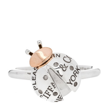 TIFFANY Sterling Silver 18K Rose Gold Return to Tiffany Love Bugs Ladybug Ring 46 3.75