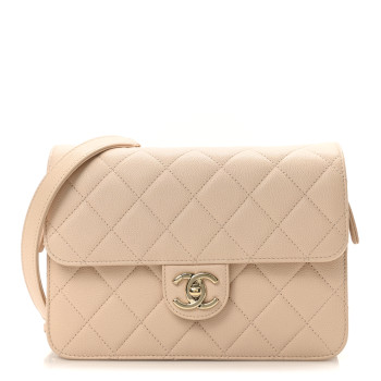 CHANEL Caviar Quilted Large Like A Wallet Flap Light Beige