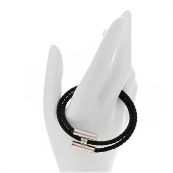 HERMES Swift Double Wrap Cord Tournis Tresse Bracelet  Black