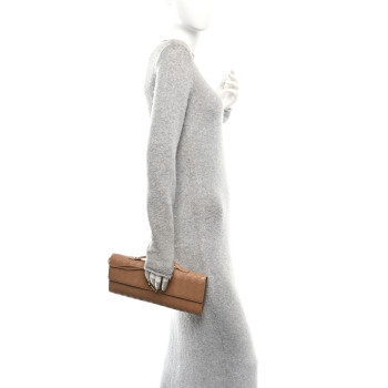 BOTTEGA VENETA Nappa Intrecciato Long Andiamo Top Handle Clutch  Pale Brown