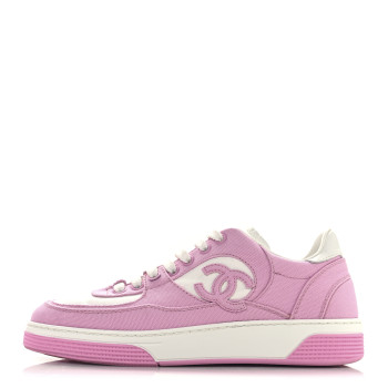 CHANEL Cotton Sneakers 36.5 Pink White