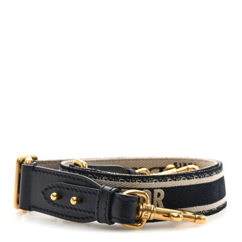 CHRISTIAN DIOR Canvas Embroidered Shoulder Strap Black