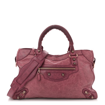 BALENCIAGA Agneau Giant 12 Rose Gold Hardware City Cassis