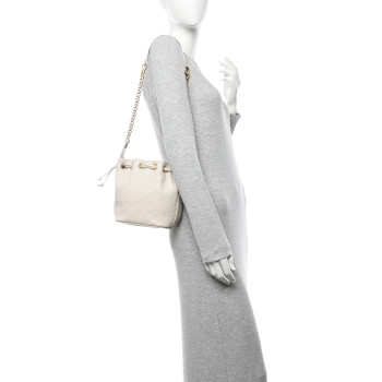 SAINT LAURENT Lambskin Quilted Small Cassandre Bucket Bag Crema Soft