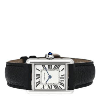 CARTIER Stainless Steel Calfskin 22mm Must de Cartier Tank Quartz Watch