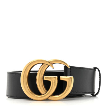 GUCCI Calfskin Double G 40mm Belt 80 32 Black