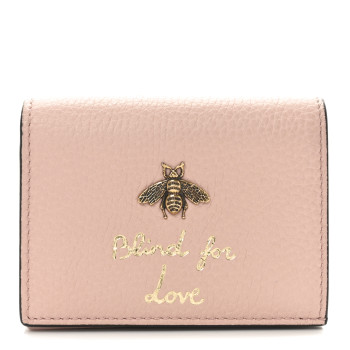 GUCCI Cellarius Calfskin Blind for Love Animalier Card Case Perfect Pink