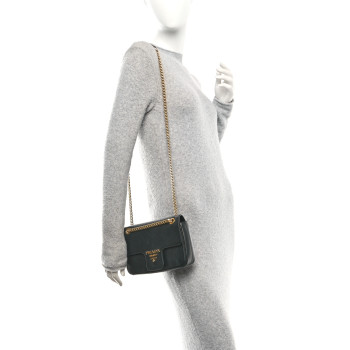 PRADA Saffiano Flap Shoulder Bag Black