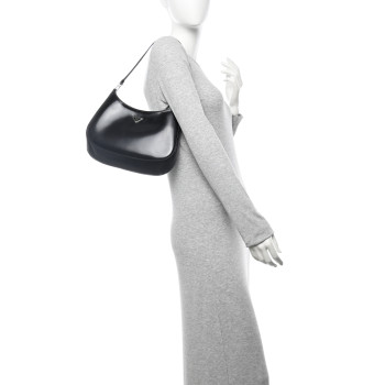 PRADA Spazzolato Cleo Shoulder Bag Black