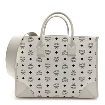 MCM Visetos Large Munchen Tote White