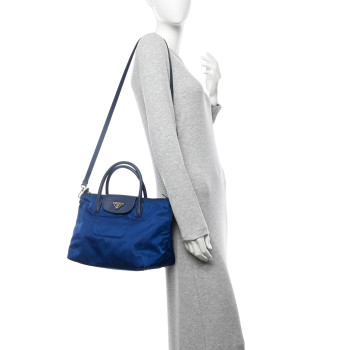 PRADA Tessuto Nylon Saffiano Tote Bluette