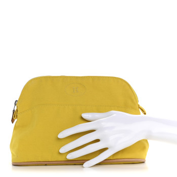 HERMES Cotton Canvas Bolide Travel Cosmetic Pouch Yellow