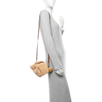 LOEWE Raffia Mini Bunny Crossbody Bag Natural Tan