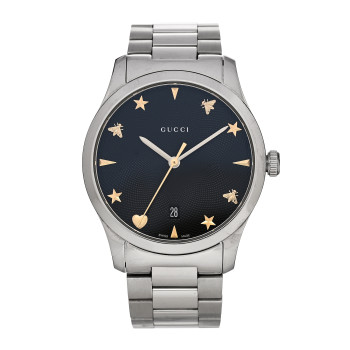 GUCCI Stainless Steel 38mm G-Timeless Charm Quartz Watch Black