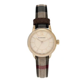 BURBERRY Stainless Steel Calfskin 26mm Classic Quartz Watch Champagne BU10201