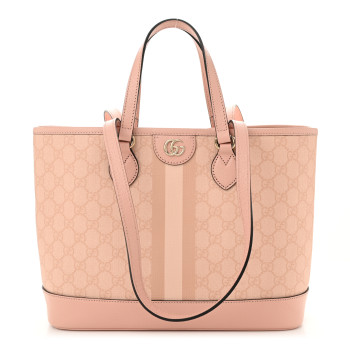 GUCCI GG Supreme Monogram Textured Dollar Calfskin Medium Ophidia Shoulder Tote Bag Rose Pink