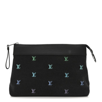 LOUIS VUITTON Blason Denim Pochette Voyage Souple Black Gradient Blue