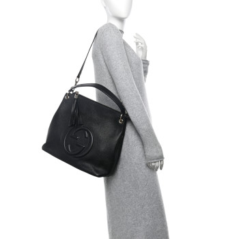 GUCCI Pebbled Calfskin Large Soho Hobo Black
