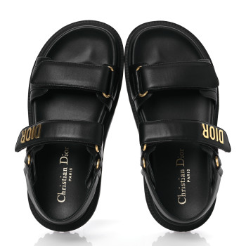 CHRISTIAN DIOR Lambskin Dioract 10mm Sandals 35 Black