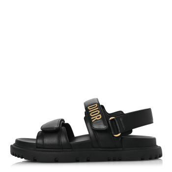 CHRISTIAN DIOR Lambskin Dioract 10mm Sandals 35 Black