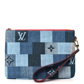 LOUIS VUITTON Denim Monogram Patchwork City Pouch Blue Rouge