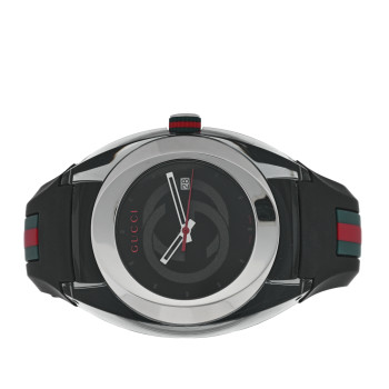 GUCCI Stainless Steel Rubber 46mm Sync Web Quartz Watch Black