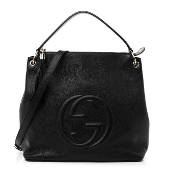 GUCCI Pebbled Calfskin Large Soho Hobo Black
