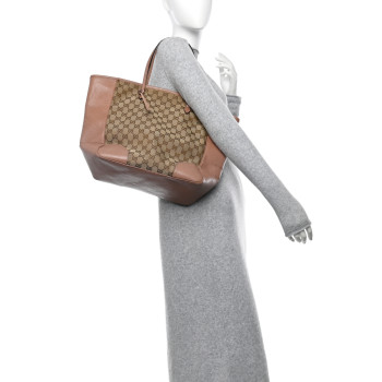 GUCCI Monogram Medium Bree Zippered Tote Beige Dark Cipria
