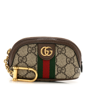 GUCCI GG Supreme Monogram Web Ophidia Dome Key Pouch Beige New Acero