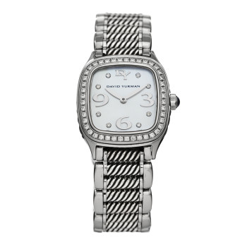 DAVID YURMAN Stainless Steel Diamond Bezel Mother of Pearl 25mm Thoroughbred Quartz Watch