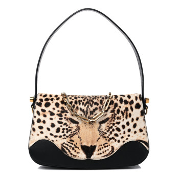 【INCHANT ME】Leopard Songchi Shoulder Bag Cinch M | Natural Leopard Print Pony Bag | JIMMY CHOO