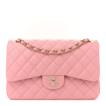 CHANEL Caviar Quilted Jumbo Double Flap Pink