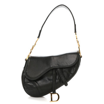 CHRISTIAN DIOR Supple Calfskin Mini Saddle Bag Black