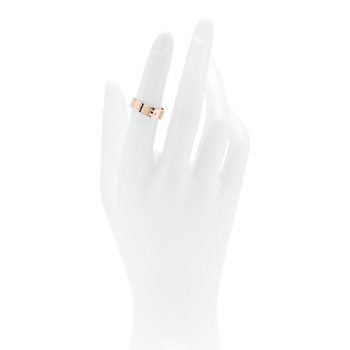 HERMES 18K Rose Gold Diamond PM Kelly Ring 51 5.75