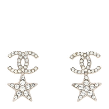 CHANEL Crystal CC Starfall Drop Earrings Silver