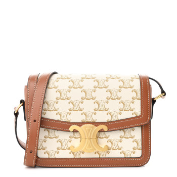 CELINE Calfskin Triomphe Canvas Teen Triomphe White