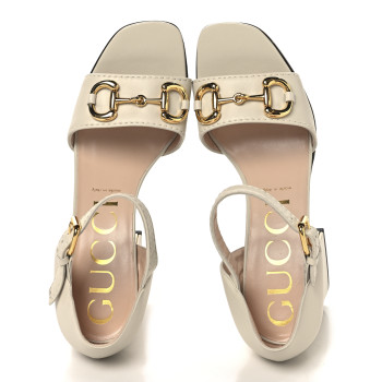 GUCCI Nappa Horsebit Cross Strap 95mm Sandals 41 Mystic White