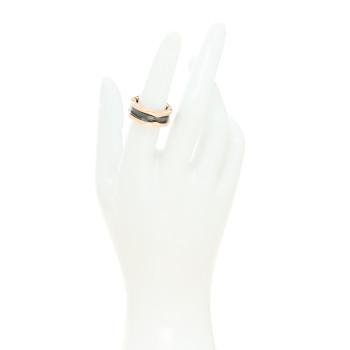 BULGARI 18K Rose Gold Black Ceramic B.Zero1 Two-Band Ring 53 6.25