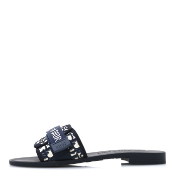 CHRISTIAN DIOR Nylon Oblique Dio(r)evolution Slide Sandals 41 Deep Blue