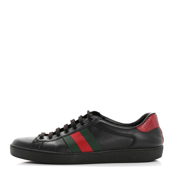 GUCCI Miro Soft Calfskin Ayers Web Mens Ace Sneakers 10 Black Rosso