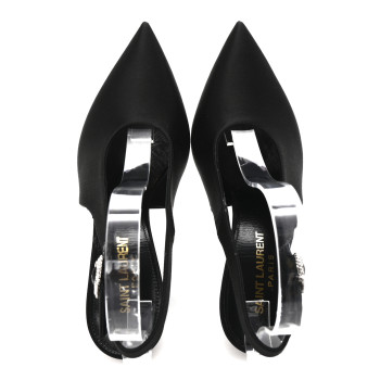 SAINT LAURENT Silk Satin Yasmeen 115 Slingback Pump 35 Black