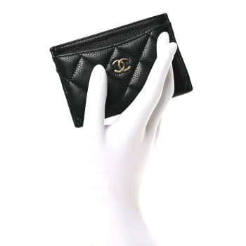 CHANEL Caviar Quilted Card Holder Black