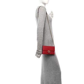 GUCCI Dollar Calfskin Interlocking G Chain Wallet Red